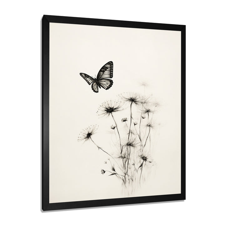 Butterfly Petals of Promise Minimal Monochrome - Butterfly Framed Canvas Art