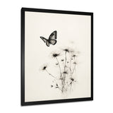 Butterfly Petals of Promise Minimal Monochrome - Butterfly Framed Canvas Art