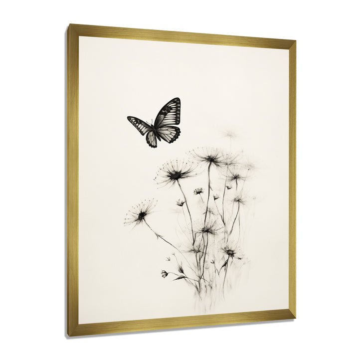 Butterfly Petals of Promise Minimal Monochrome - Butterfly Framed Canvas Art
