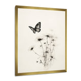 Butterfly Petals of Promise Minimal Monochrome - Butterfly Framed Canvas Art