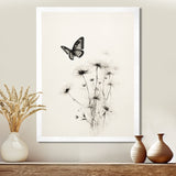 Butterfly Petals of Promise Minimal Monochrome - Butterfly Framed Canvas Art