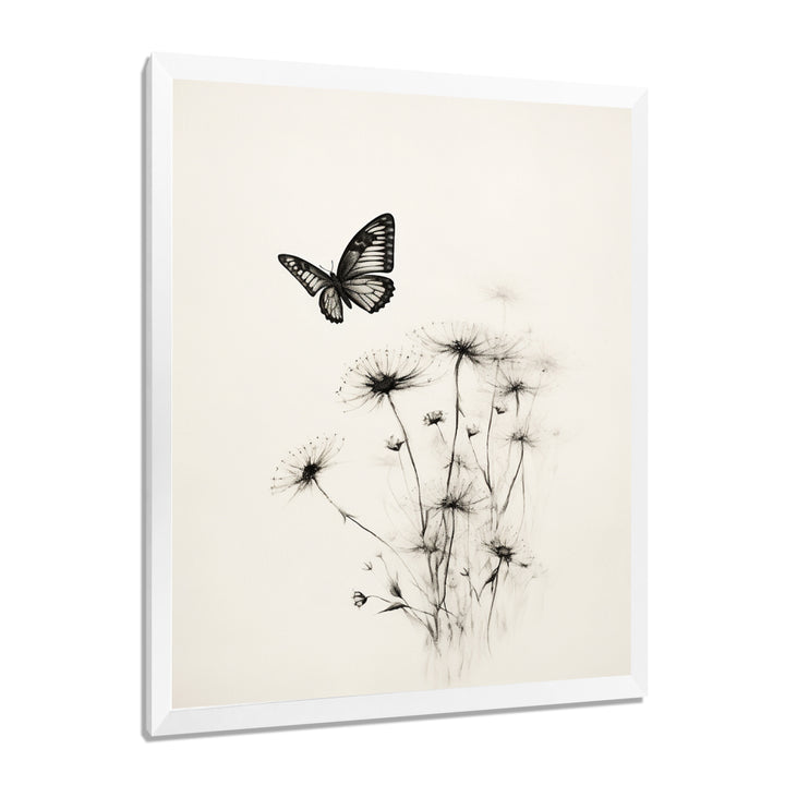 Butterfly Petals of Promise Minimal Monochrome - Butterfly Framed Canvas Art