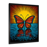 Glorious Butterfly On Red Blue - Butterfly Large Canvas Wall Art