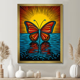 Glorious Butterfly On Red Blue - Butterfly Large Canvas Wall Art