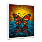 Glorious Butterfly On Red Blue - Butterfly Large Canvas Wall Art