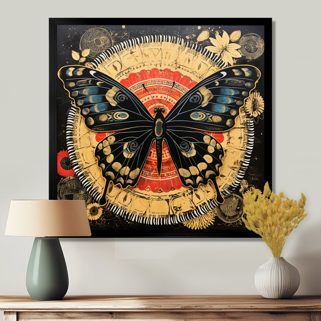 Monarch Collage On Glam Gold Seal - Butterfly Home Decor Art
