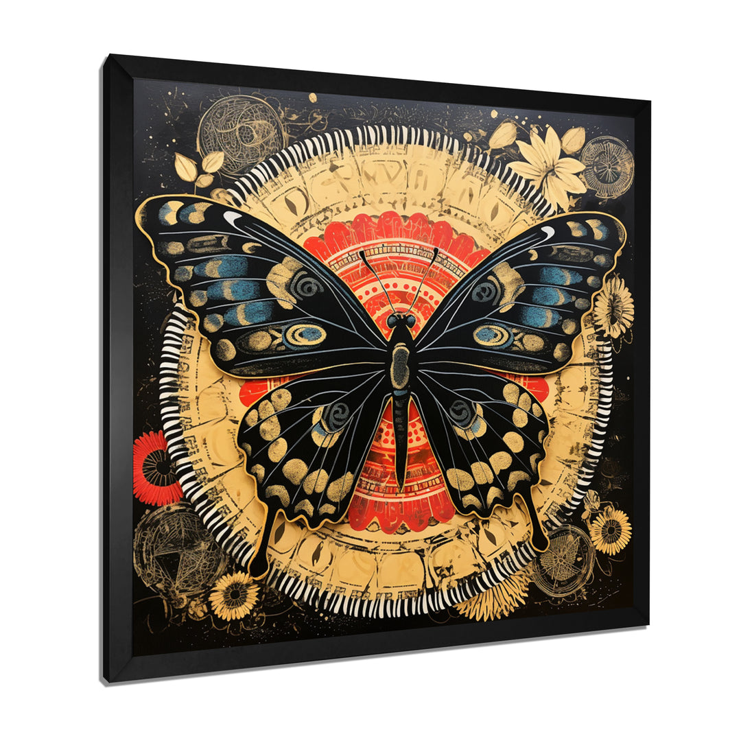 Monarch Collage On Glam Gold Seal - Butterfly Home Decor Art