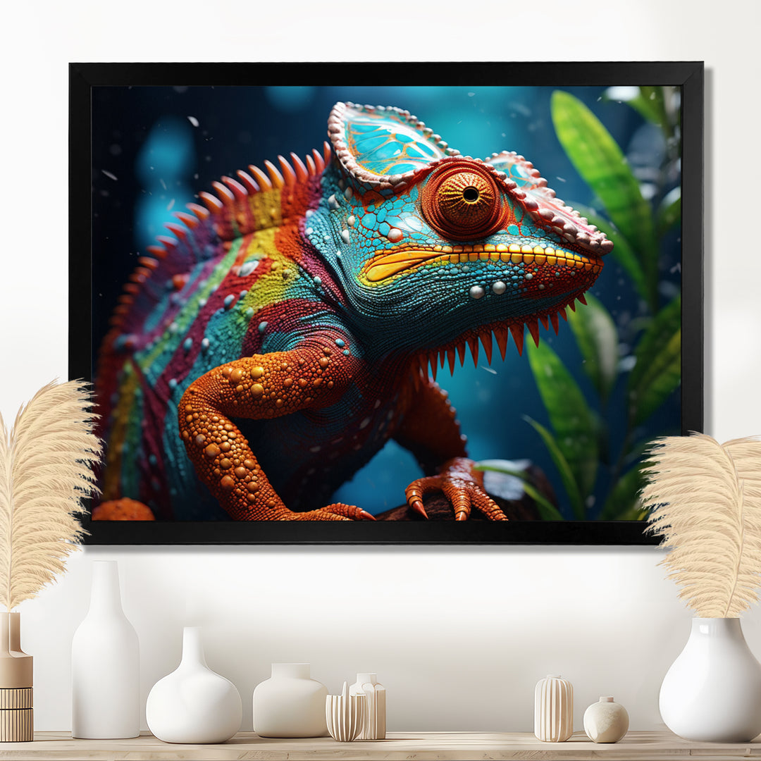 Colorful Chameleon Portrait - Forest Animals Canvas Wall Art
