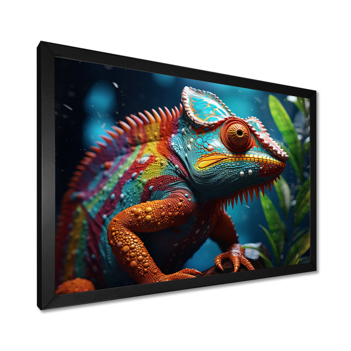 Colorful Chameleon Portrait - Forest Animals Canvas Wall Art