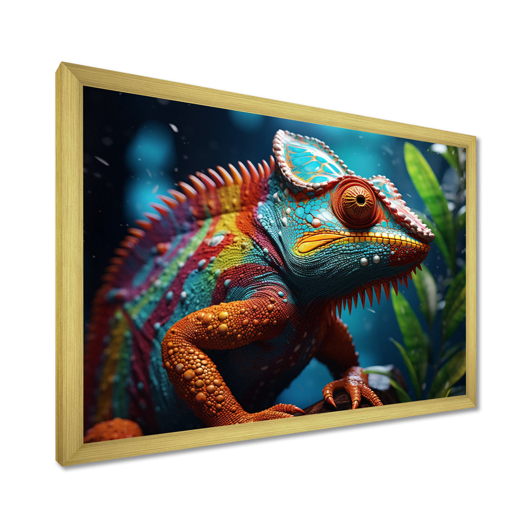 Colorful Chameleon Portrait - Forest Animals Canvas Wall Art