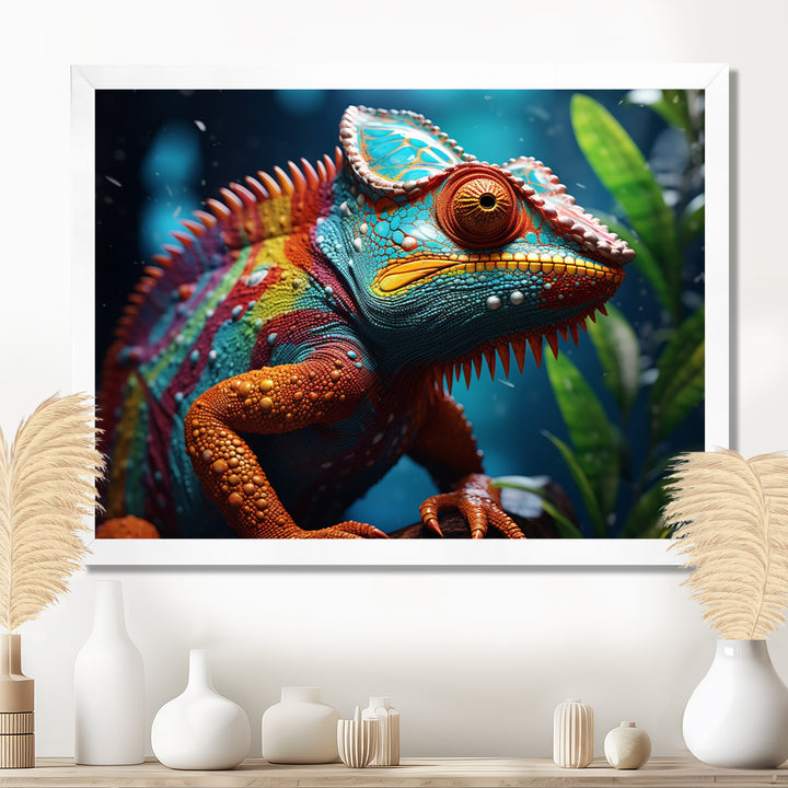 Colorful Chameleon Portrait - Forest Animals Canvas Wall Art