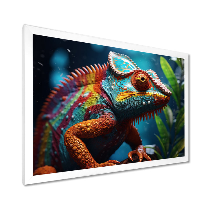 Colorful Chameleon Portrait - Forest Animals Canvas Wall Art