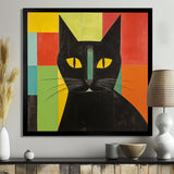 Minimal Black Cat Portrait - Cat Canvas Wall Art