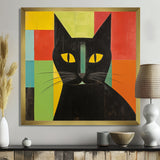 Minimal Black Cat Portrait - Cat Canvas Wall Art