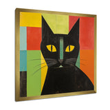 Minimal Black Cat Portrait - Cat Canvas Wall Art