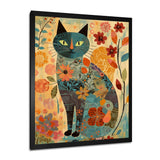 Boho Cat Flower Collage - Multi-Color Cat Wall Art