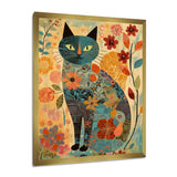 Boho Cat Flower Collage - Multi-Color Cat Wall Art