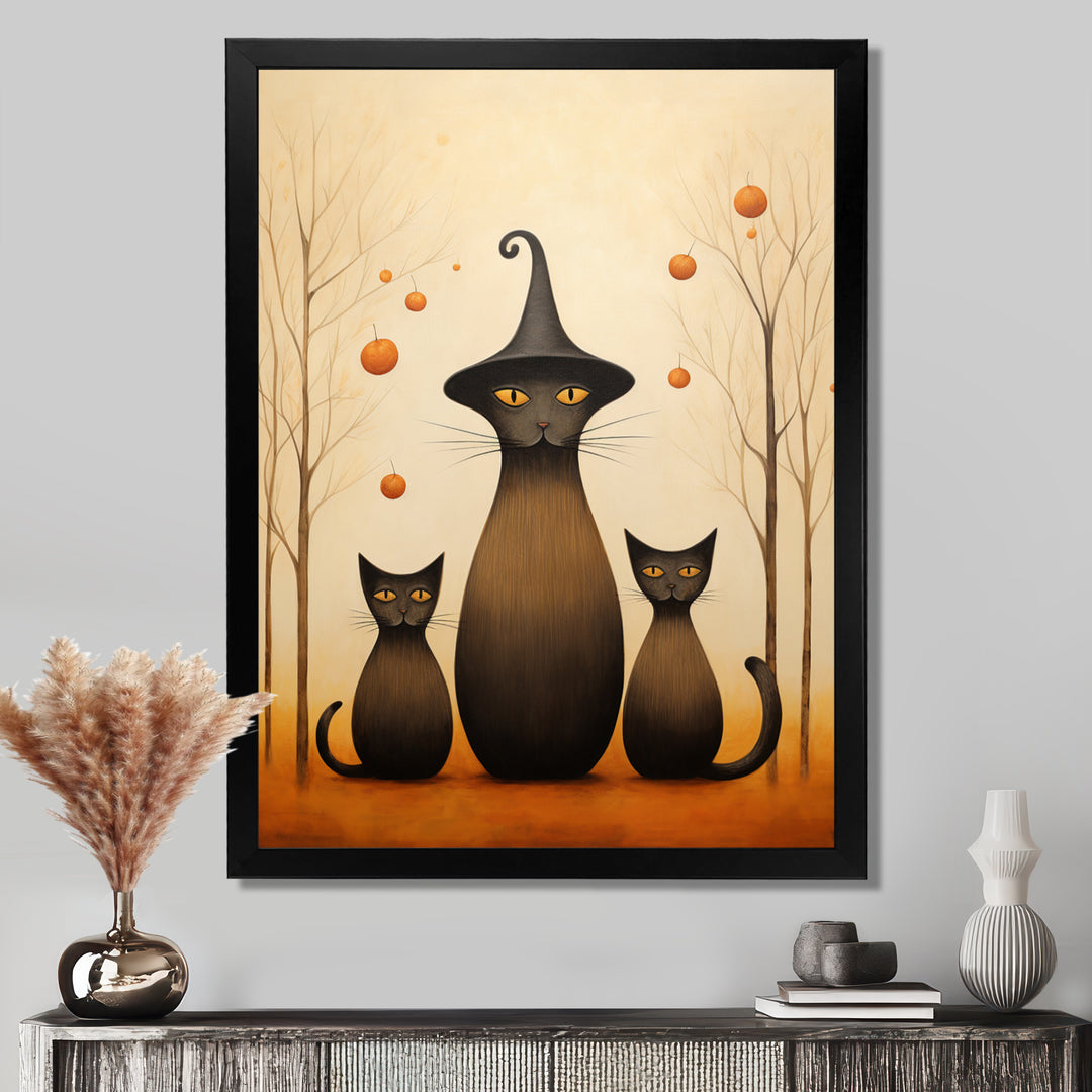 Family Of Wizard Cats - Cat Large Canvas Wall Art