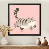 Fluffy Tiger Cat On Pink - Cat Living Room Wall Art