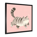 Fluffy Tiger Cat On Pink - Cat Living Room Wall Art