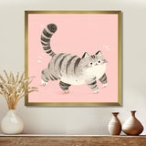 Fluffy Tiger Cat On Pink - Cat Living Room Wall Art