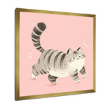 Fluffy Tiger Cat On Pink - Cat Living Room Wall Art