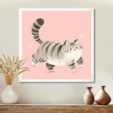 Fluffy Tiger Cat On Pink - Cat Living Room Wall Art