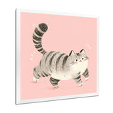 Fluffy Tiger Cat On Pink - Cat Living Room Wall Art