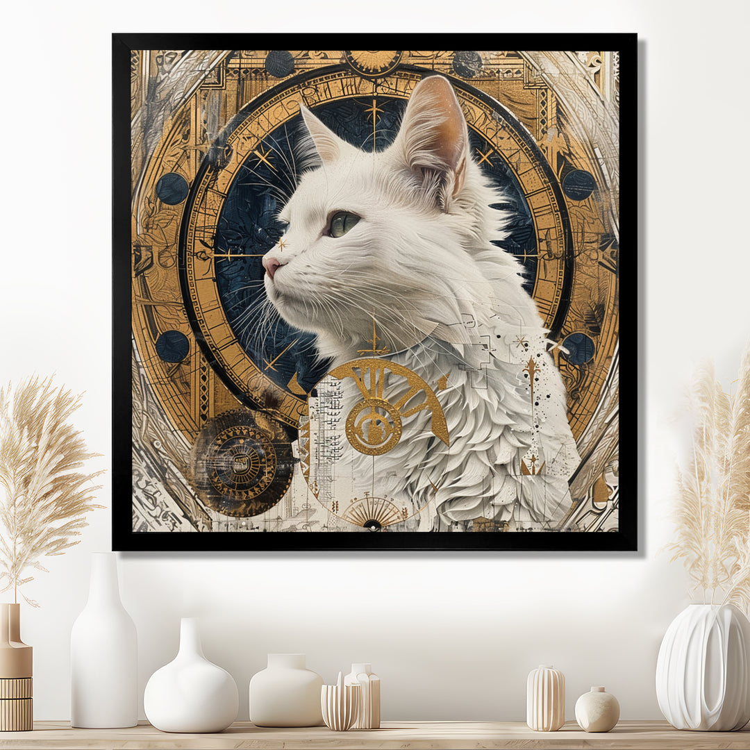 Collage Majestic White Cat - Cat Bedroom Wall Art