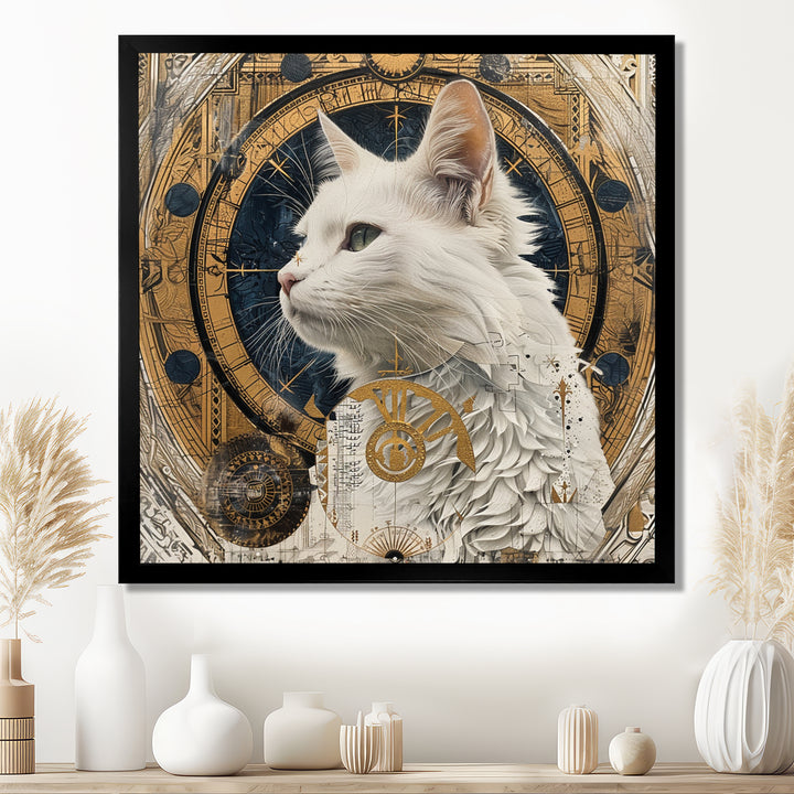Collage Majestic White Cat - Cat Bedroom Wall Art
