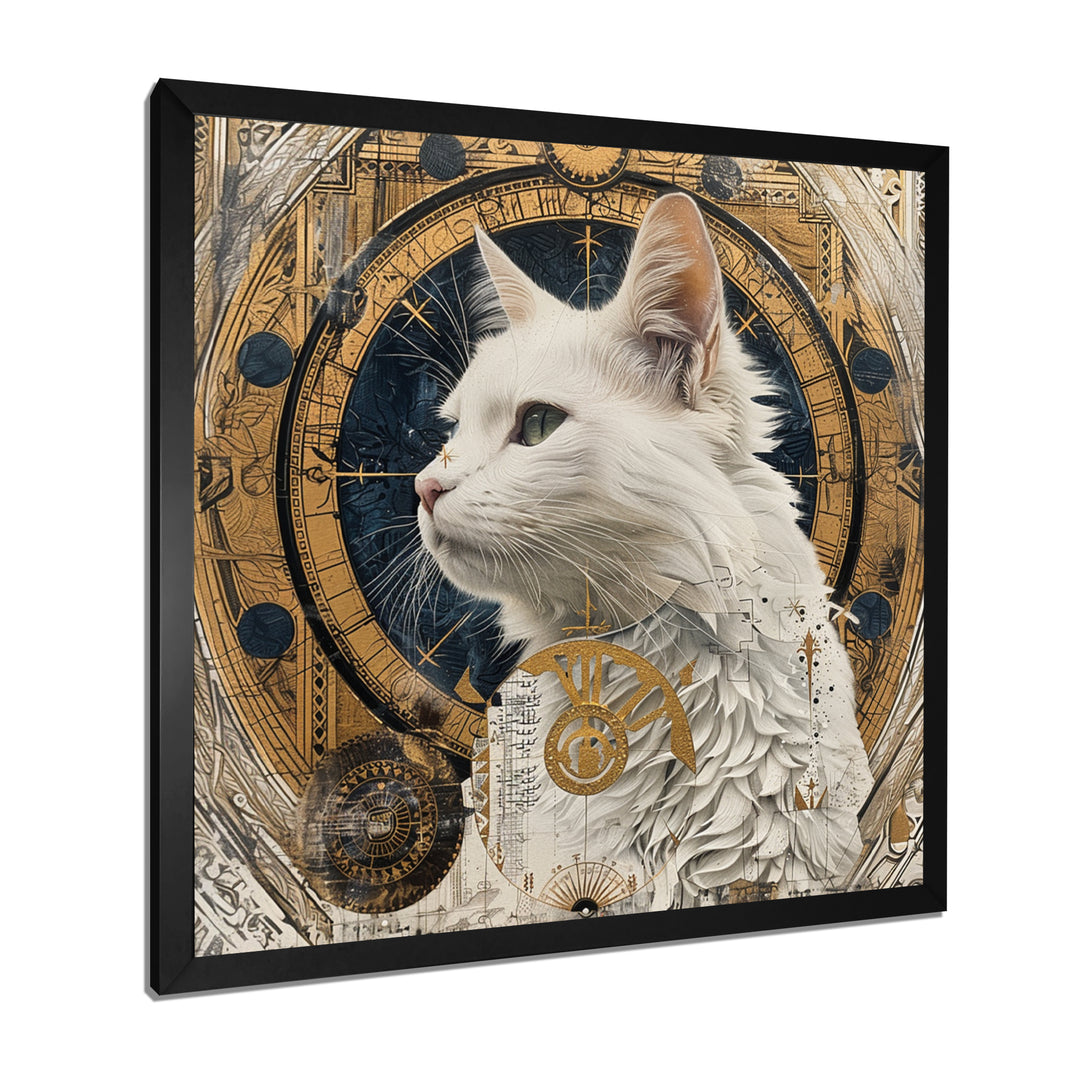 Collage Majestic White Cat - Cat Bedroom Wall Art