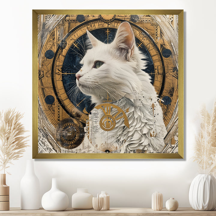 Collage Majestic White Cat - Cat Bedroom Wall Art