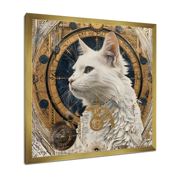Collage Majestic White Cat - Cat Bedroom Wall Art