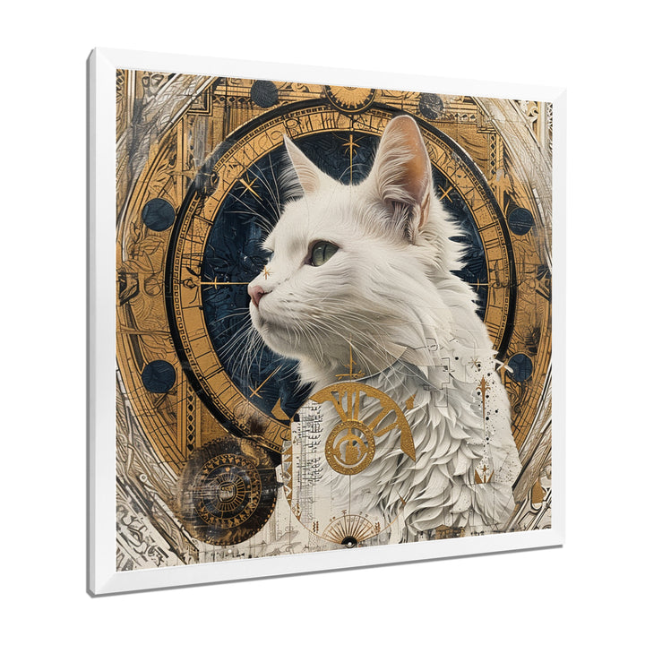 Collage Majestic White Cat - Cat Bedroom Wall Art