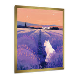 White Cat In Lavender Field - Cat Wall Decor