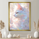 Luminous Feline Iridescent White Cat - Cat Wall Art Prints