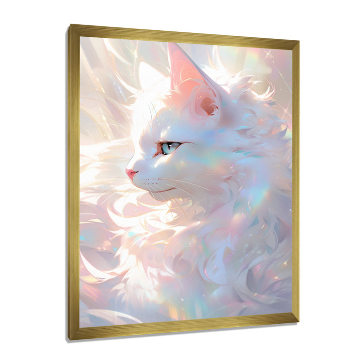 Luminous Feline Iridescent White Cat - Cat Wall Art Prints