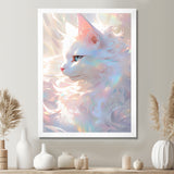 Luminous Feline Iridescent White Cat - Cat Wall Art Prints