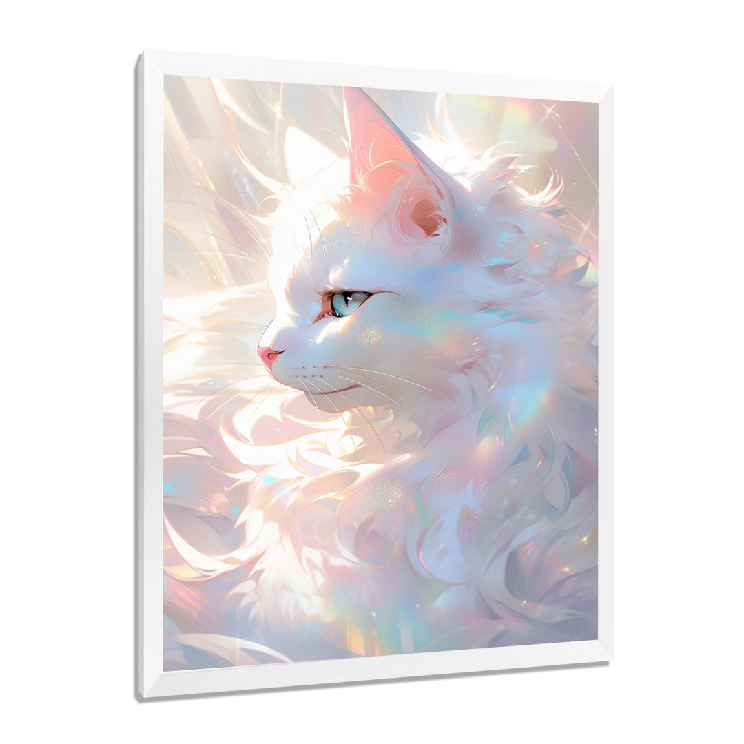 Luminous Feline Iridescent White Cat - Cat Wall Art Prints
