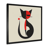 Minimal Cat In Black And Red - Black Cat Wall Art