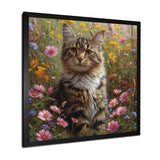 Cute Tiger Cat In Flower Field - Cat Home Decor Art