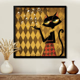 Retro Glam Cat Teasing - Cat Bedroom Wall Art