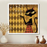 Retro Glam Cat Teasing - Cat Bedroom Wall Art