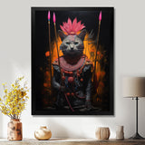 Shamanic Cat Pink Armor - Cat Wall Decor