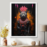 Shamanic Cat Pink Armor - Cat Wall Decor