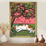 Cat Sleeping Under Cherry Blossom Tree - Cat Wall Decor