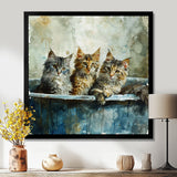 Three Cute Kitten In A Bathtub - Cat Bathroom Large Canvas Wall Art
