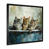 Three Cute Kitten In A Bathtub - Cat Bathroom Large Canvas Wall Art