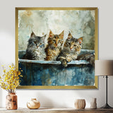 Three Cute Kitten In A Bathtub - Cat Bathroom Large Canvas Wall Art