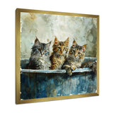 Three Cute Kitten In A Bathtub - Cat Bathroom Large Canvas Wall Art